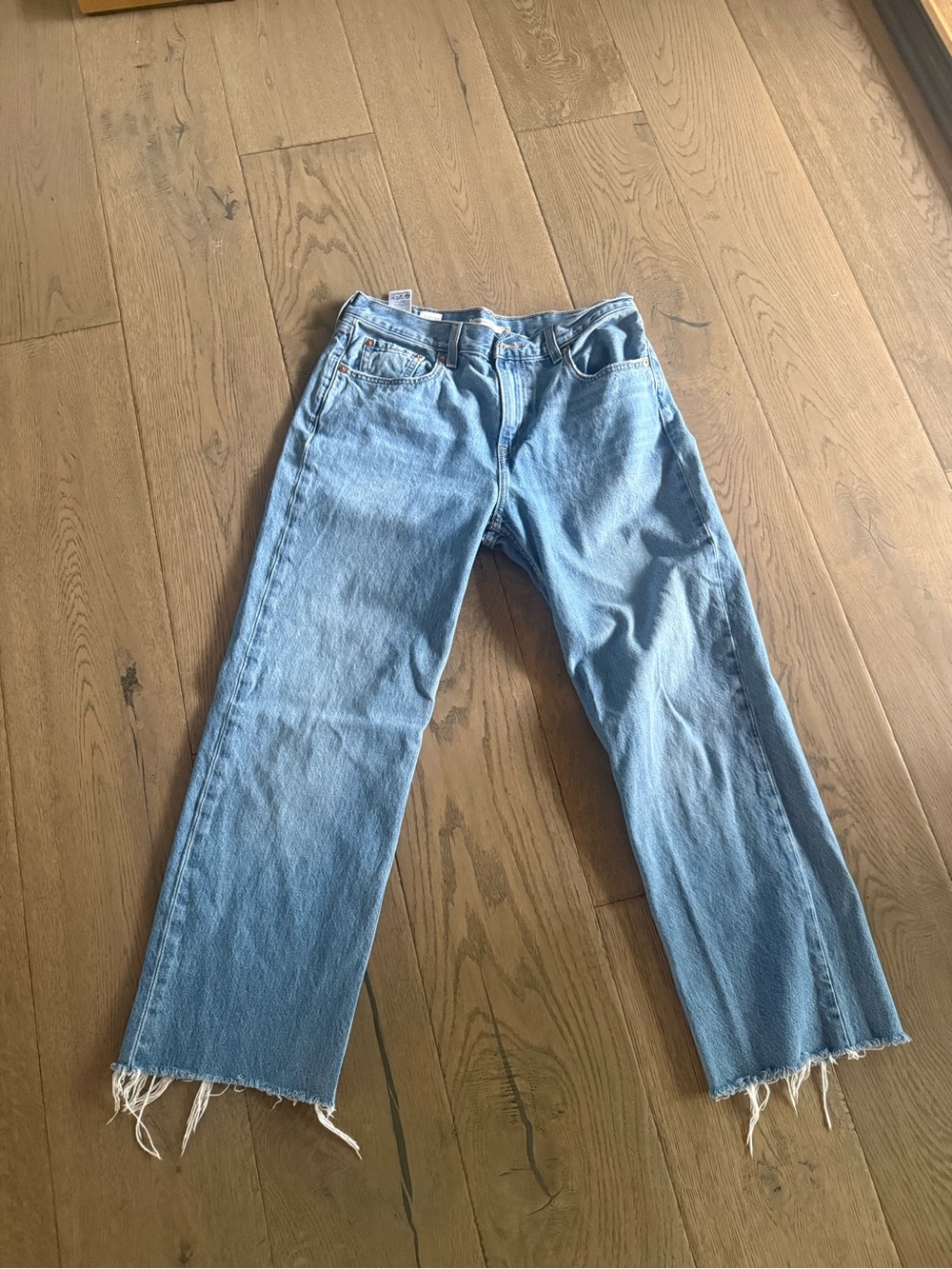 Levi's Light Blue Denim Jeans with Silver Hardware Low Pro Straight